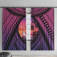 Guam Chamorro Artsy Window Curtain Guahan Sunset Beach LT9 With Hooks Sunset - Polynesian Pride