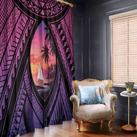 Guam Chamorro Artsy Window Curtain Guahan Sunset Beach LT9 - Polynesian Pride