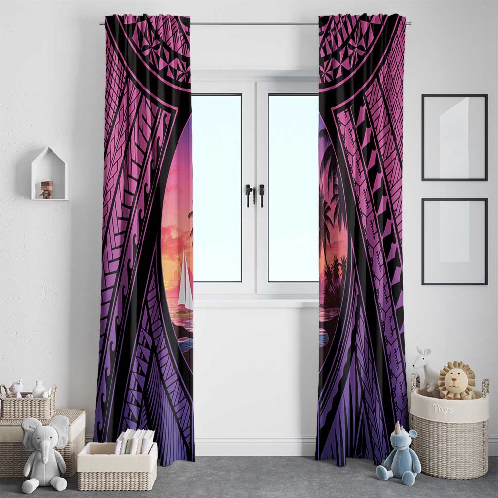 Guam Chamorro Artsy Window Curtain Guahan Sunset Beach LT9 - Polynesian Pride