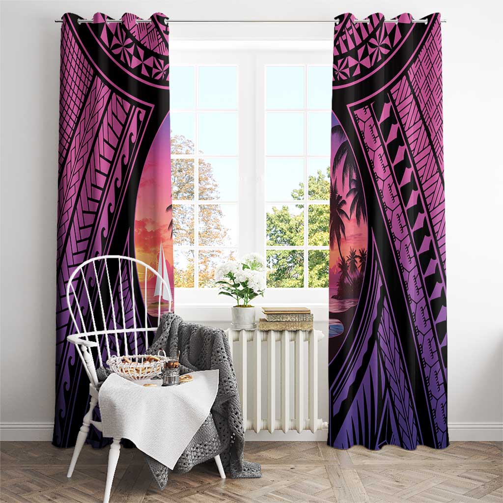 Guam Chamorro Artsy Window Curtain Guahan Sunset Beach LT9 - Polynesian Pride