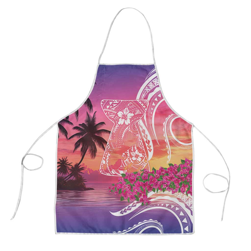 Guam Latte Stone with Map Apron Bougainvillea Beach Sunset LT9 Sunset - Polynesian Pride