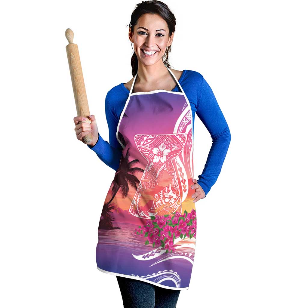 Guam Latte Stone with Map Apron Bougainvillea Beach Sunset LT9 - Polynesian Pride