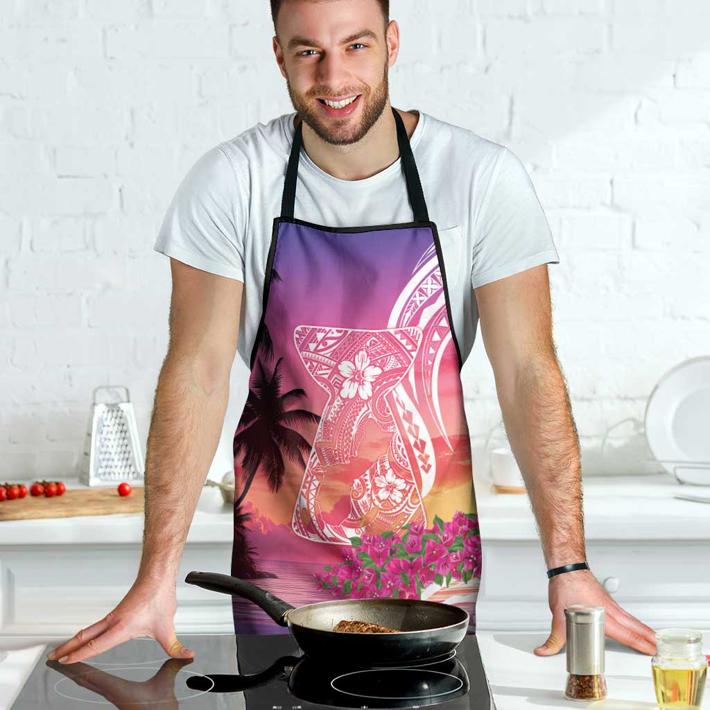 Guam Latte Stone with Map Apron Bougainvillea Beach Sunset LT9 - Polynesian Pride