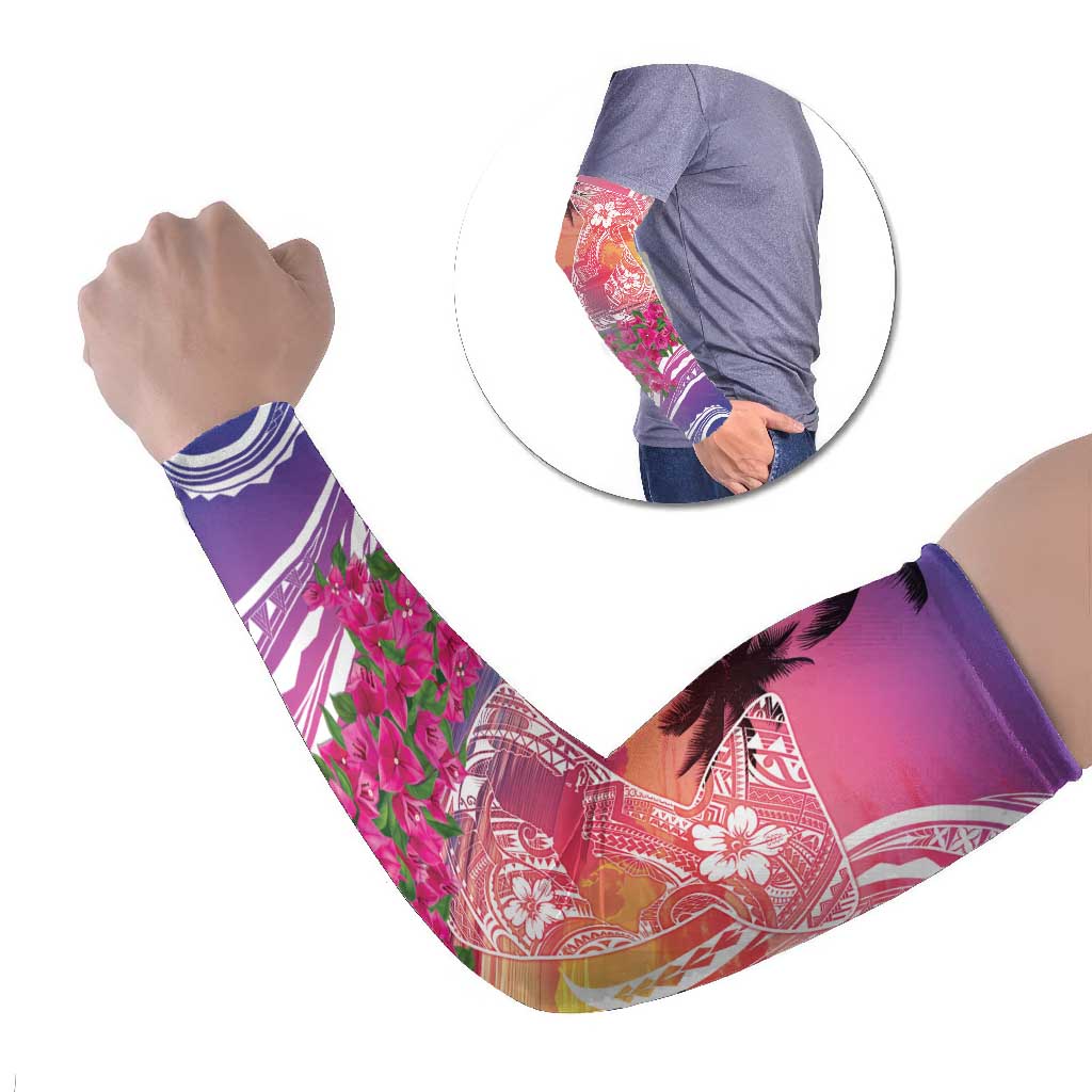 Guam Latte Stone with Map Arm Sleeves Bougainvillea Beach Sunset LT9 Set of 2 Sunset - Polynesian Pride