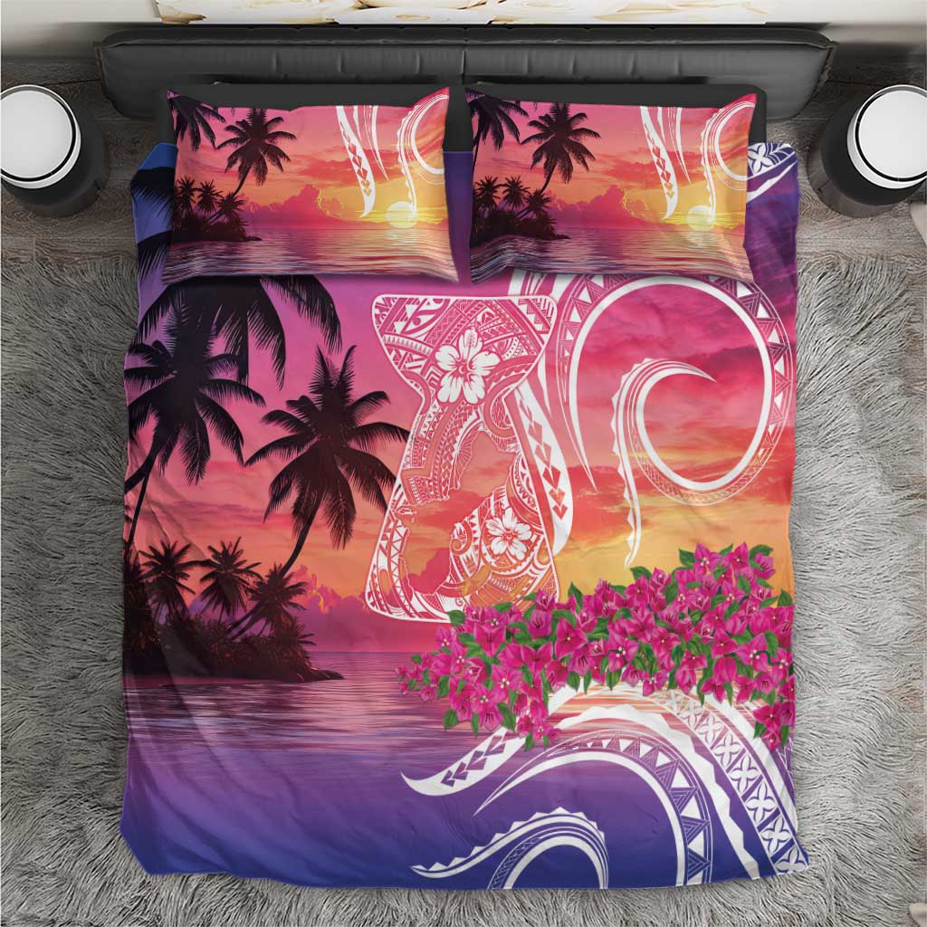 Guam Latte Stone with Map Bedding Set Bougainvillea Beach Sunset LT9 Sunset - Polynesian Pride