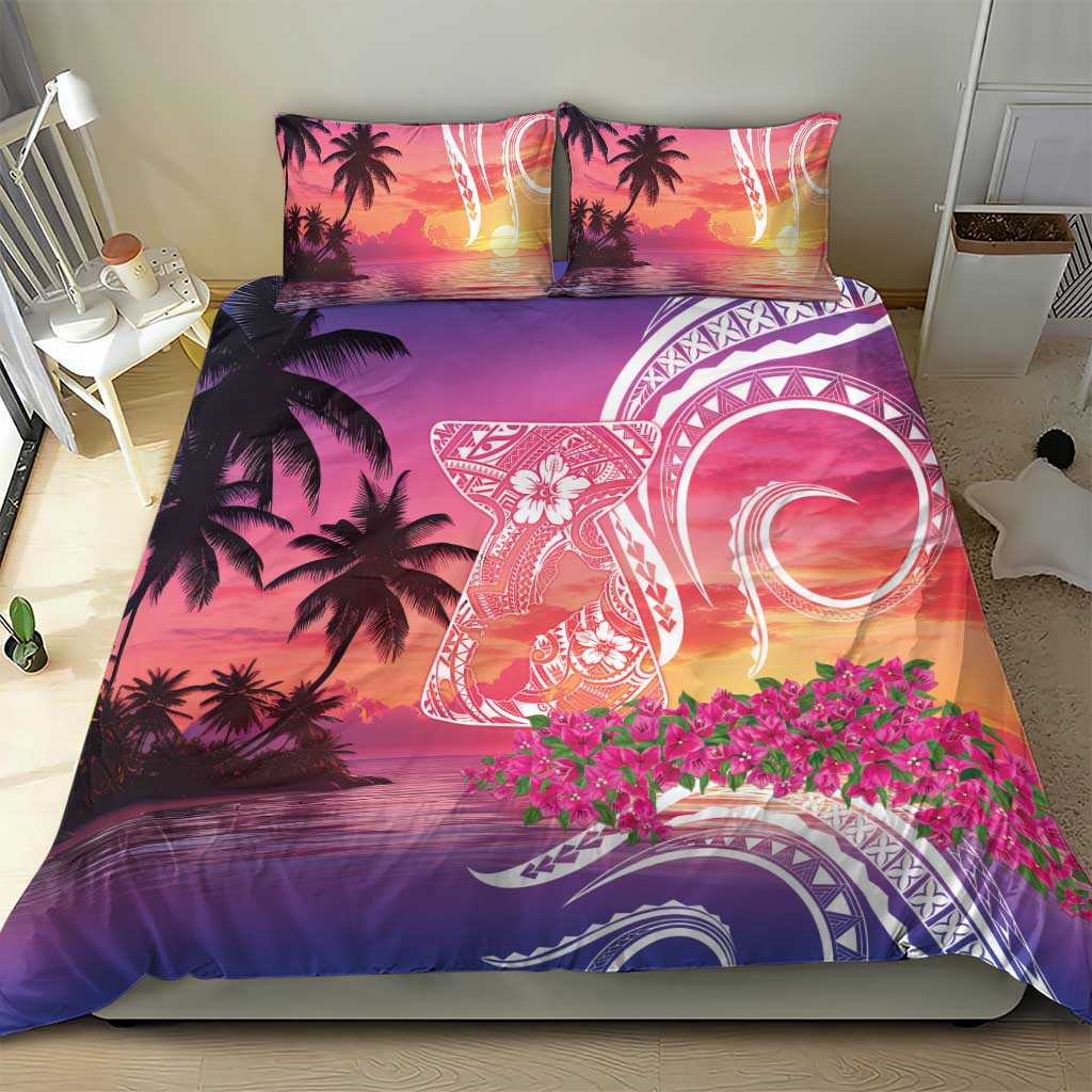 Guam Latte Stone with Map Bedding Set Bougainvillea Beach Sunset LT9 - Polynesian Pride