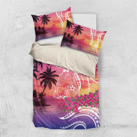 Guam Latte Stone with Map Bedding Set Bougainvillea Beach Sunset LT9 US Twin 172cm x 218cm Sunset - Polynesian Pride