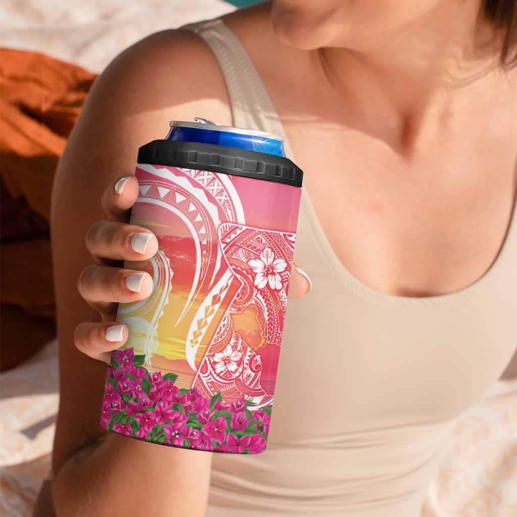 Guam Latte Stone with Map 4 in 1 Can Cooler Tumbler Bougainvillea Beach Sunset LT9 - Polynesian Pride