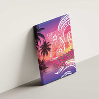Guam Latte Stone with Map Canvas Wall Art Bougainvillea Beach Sunset LT9 - Polynesian Pride