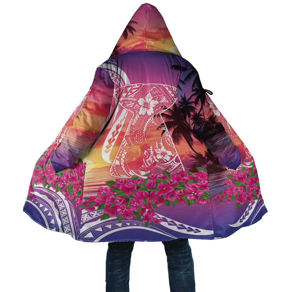 Guam Latte Stone with Map Cloak Bougainvillea Beach Sunset LT9 Unisex Sunset - Polynesian Pride