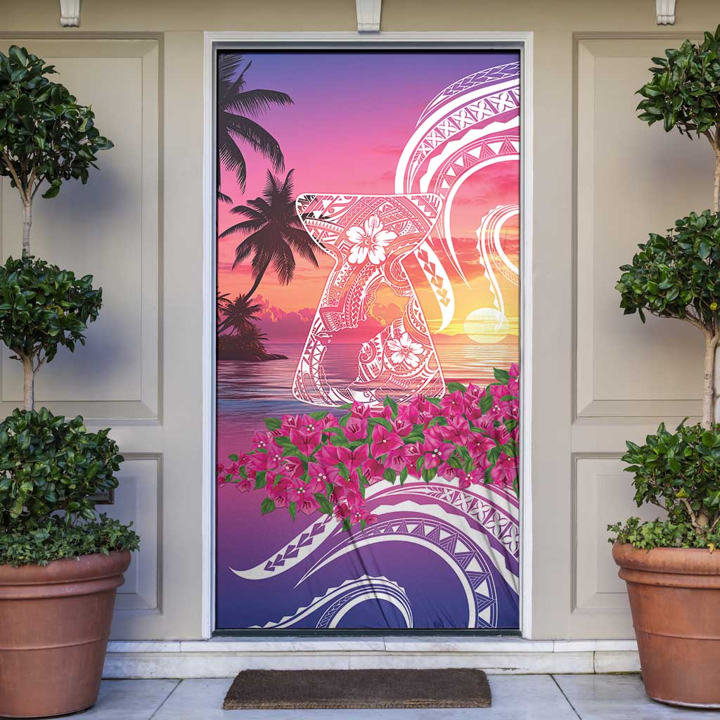 Guam Latte Stone with Map Door Cover Bougainvillea Beach Sunset LT9 Sunset - Polynesian Pride