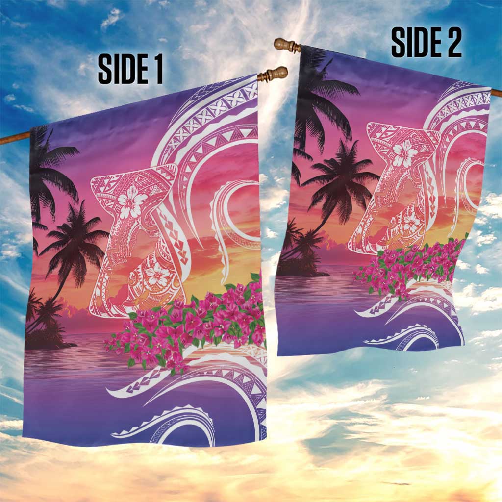 Guam Latte Stone with Map Garden Flag Bougainvillea Beach Sunset LT9 - Polynesian Pride