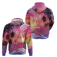 Guam Latte Stone with Map Hoodie Bougainvillea Beach Sunset LT9 - Polynesian Pride