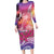 Guam Latte Stone with Map Long Sleeve Bodycon Dress Bougainvillea Beach Sunset