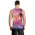 Guam Latte Stone with Map Men Tank Top Bougainvillea Beach Sunset