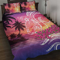 Guam Latte Stone with Map Quilt Bed Set Bougainvillea Beach Sunset LT9 Sunset - Polynesian Pride