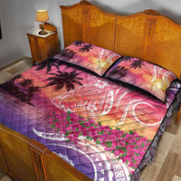 Guam Latte Stone with Map Quilt Bed Set Bougainvillea Beach Sunset LT9 - Polynesian Pride