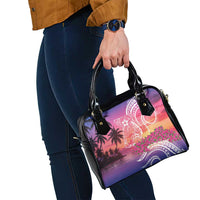 Guam Latte Stone with Map Shoulder Handbag Bougainvillea Beach Sunset LT9 - Polynesian Pride