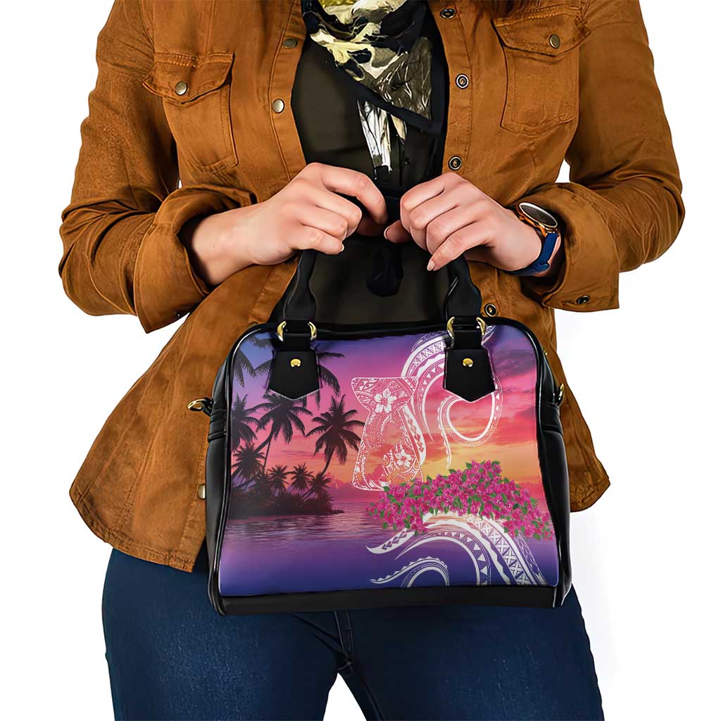 Guam Latte Stone with Map Shoulder Handbag Bougainvillea Beach Sunset LT9 - Polynesian Pride