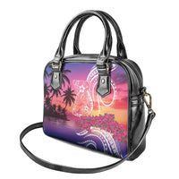 Guam Latte Stone with Map Shoulder Handbag Bougainvillea Beach Sunset LT9 - Polynesian Pride
