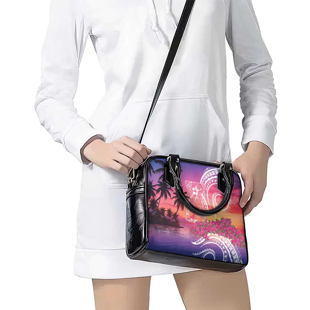 Guam Latte Stone with Map Shoulder Handbag Bougainvillea Beach Sunset LT9 - Polynesian Pride