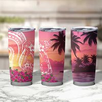 Guam Latte Stone with Map Tumbler Cup Bougainvillea Beach Sunset LT9 - Polynesian Pride
