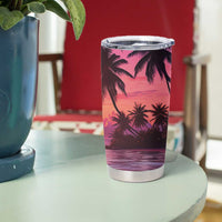 Guam Latte Stone with Map Tumbler Cup Bougainvillea Beach Sunset LT9 - Polynesian Pride