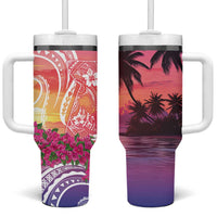 Guam Latte Stone with Map Tumbler With Handle Bougainvillea Beach Sunset LT9 One Size: 40 oz Sunset - Polynesian Pride