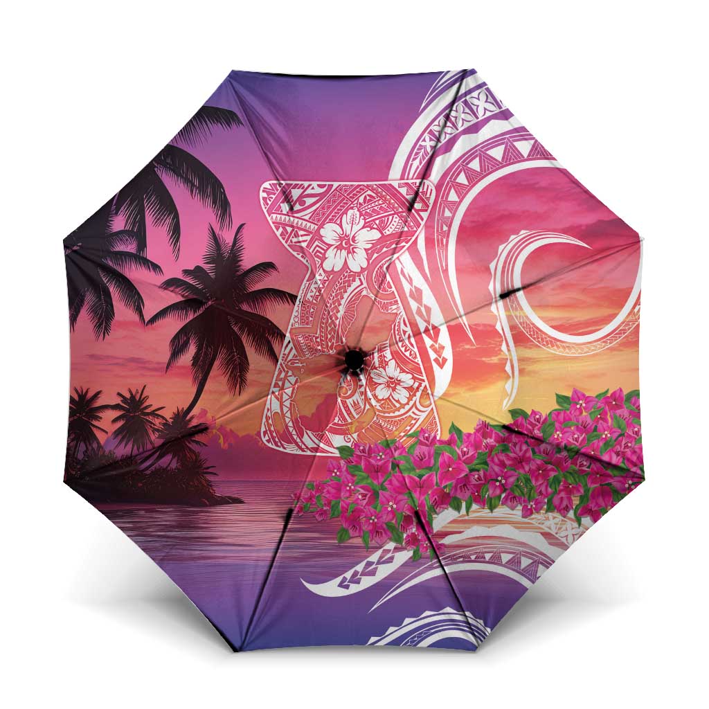 Guam Latte Stone with Map Umbrella Bougainvillea Beach Sunset LT9 One Size Folded 11.42 inch Opened Diameter 37.4 inch Sunset - Polynesian Pride