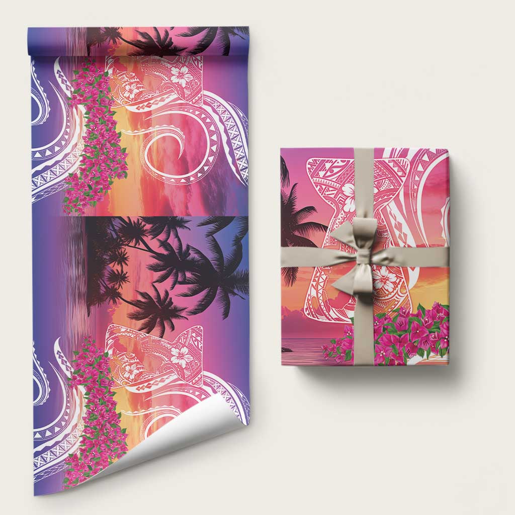 Guam Latte Stone with Map Wrapping Paper Bougainvillea Beach Sunset LT9 58" × 23" Sunset - Polynesian Pride