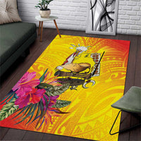 Papua New Guinea Cultural Tropical Flowers Area Rug LT9 Gold - Polynesian Pride