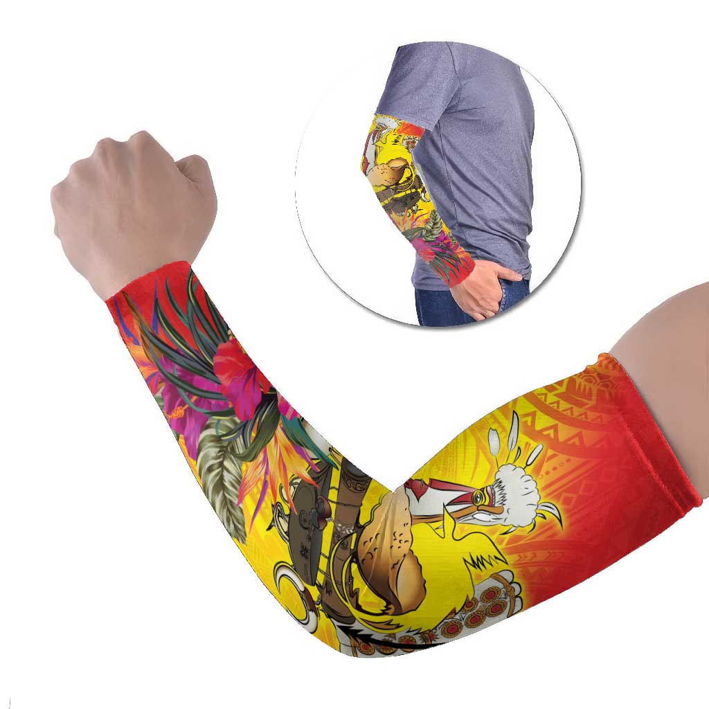 Papua New Guinea Cultural Tropical Flowers Arm Sleeves LT9 Set of 2 Gold - Polynesian Pride