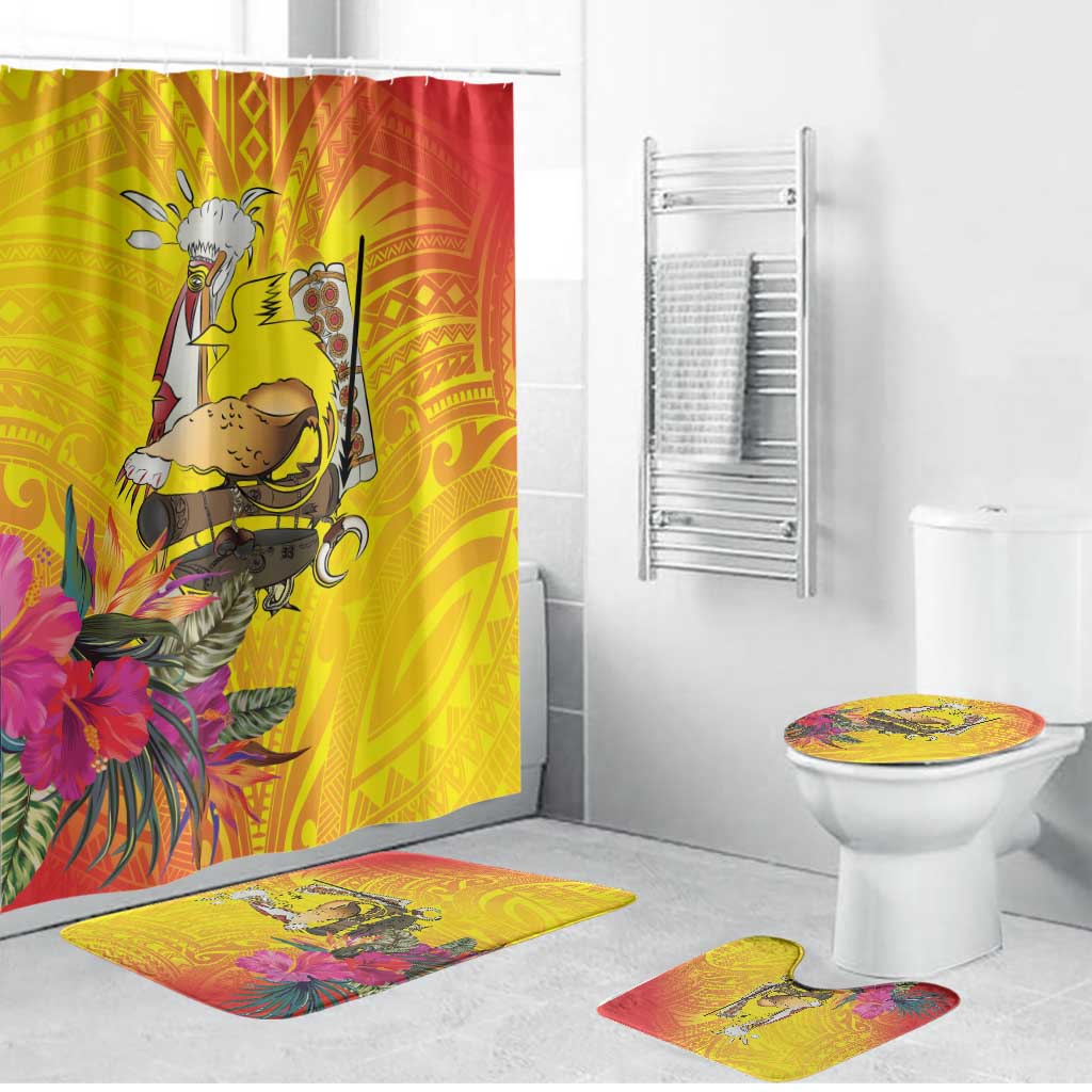 Papua New Guinea Cultural Tropical Flowers Bathroom Set LT9 Bathroom Set (4 pcs) Gold - Polynesian Pride