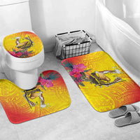 Papua New Guinea Cultural Tropical Flowers Bathroom Set LT9 Mat Set Only (3 pcs) One Size Gold - Polynesian Pride