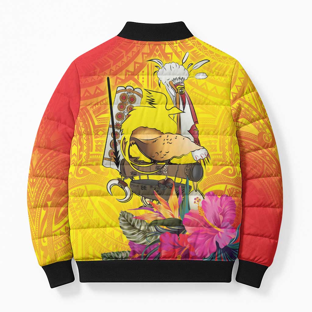 Papua New Guinea Cultural Tropical Flowers Bomber Puffer Jacket LT9 - Polynesian Pride