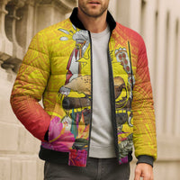 Papua New Guinea Cultural Tropical Flowers Bomber Puffer Jacket LT9 - Polynesian Pride