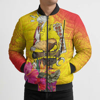 Papua New Guinea Cultural Tropical Flowers Bomber Puffer Jacket LT9 - Polynesian Pride