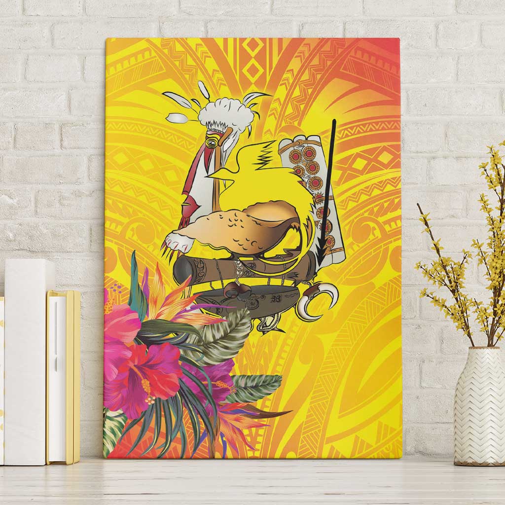 Papua New Guinea Cultural Tropical Flowers Canvas Wall Art LT9 Without Frame Gold - Polynesian Pride
