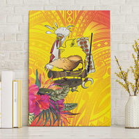 Papua New Guinea Cultural Tropical Flowers Canvas Wall Art LT9 Without Frame Gold - Polynesian Pride