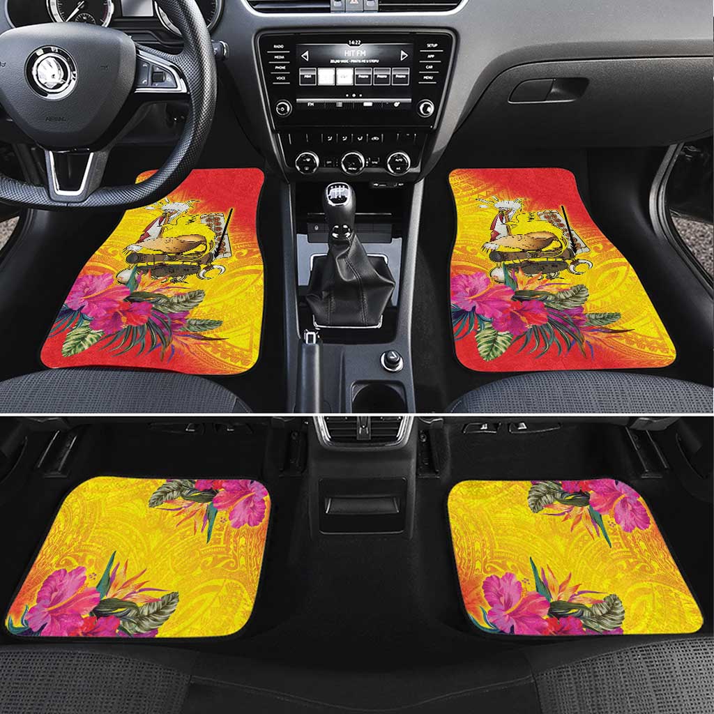 Papua New Guinea Cultural Tropical Flowers Car Mats LT9 Set 4pcs Gold - Polynesian Pride