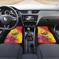 Papua New Guinea Cultural Tropical Flowers Car Mats LT9 Set 2pcs - Front Gold - Polynesian Pride
