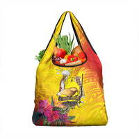 Papua New Guinea Cultural Tropical Flowers Grocery Bag LT9 1-pack One Size Gold - Polynesian Pride