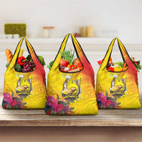 Papua New Guinea Cultural Tropical Flowers Grocery Bag LT9 3-pack One Size Gold - Polynesian Pride