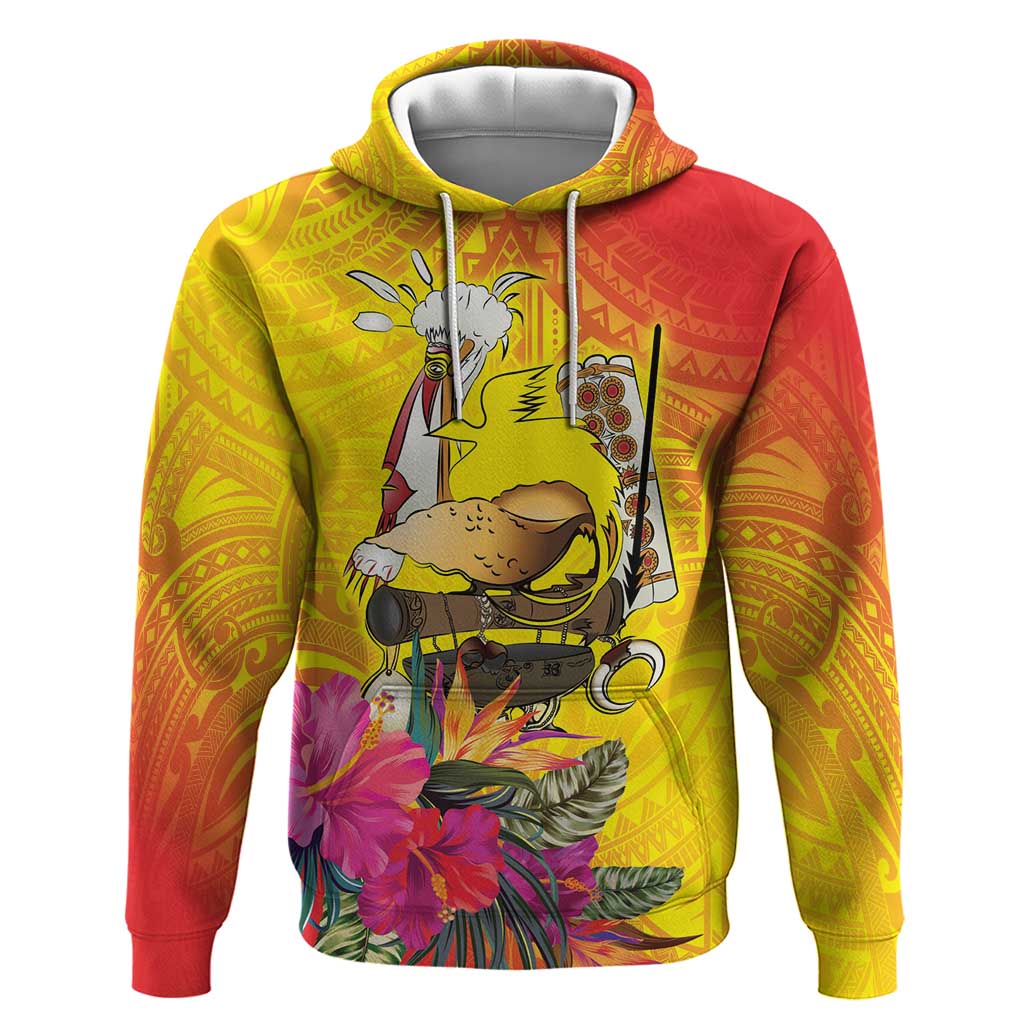 Papua New Guinea Cultural Tropical Flowers Hoodie LT9 Pullover Hoodie Gold - Polynesian Pride