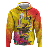 Papua New Guinea Cultural Tropical Flowers Hoodie LT9 Pullover Hoodie Gold - Polynesian Pride