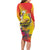 Papua New Guinea Cultural Tropical Flowers Long Sleeve Bodycon Dress