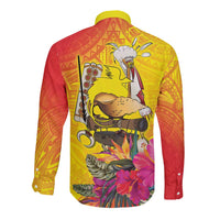 Papua New Guinea Cultural Tropical Flowers Long Sleeve Button Shirt LT9 - Polynesian Pride