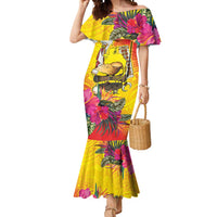 Papua New Guinea Cultural Tropical Flowers Mermaid Dress LT9 Women Gold - Polynesian Pride