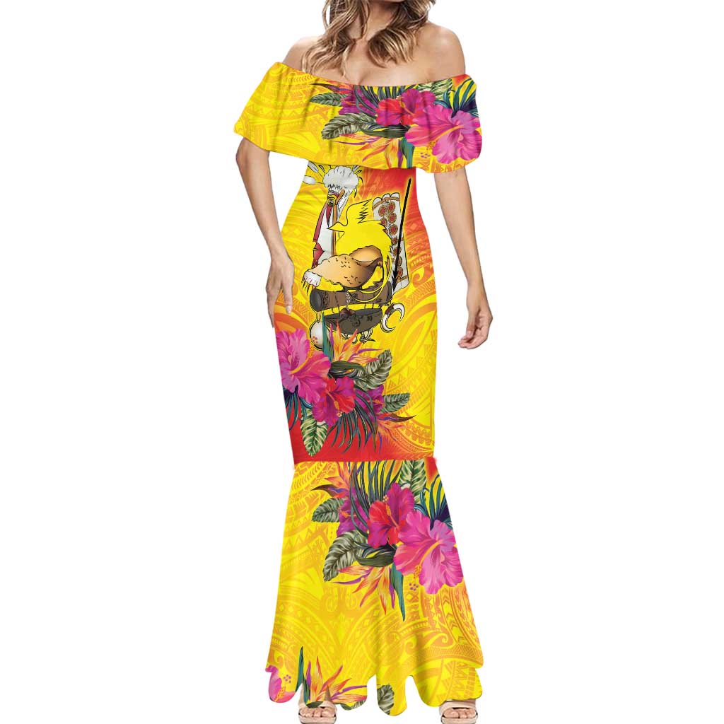 Papua New Guinea Cultural Tropical Flowers Mermaid Dress LT9 - Polynesian Pride