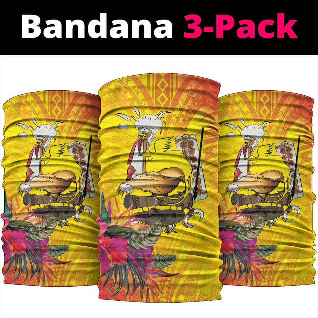 Papua New Guinea Cultural Tropical Flowers Neck Gaiter LT9 package One Size: 25*50cm Gold - Polynesian Pride